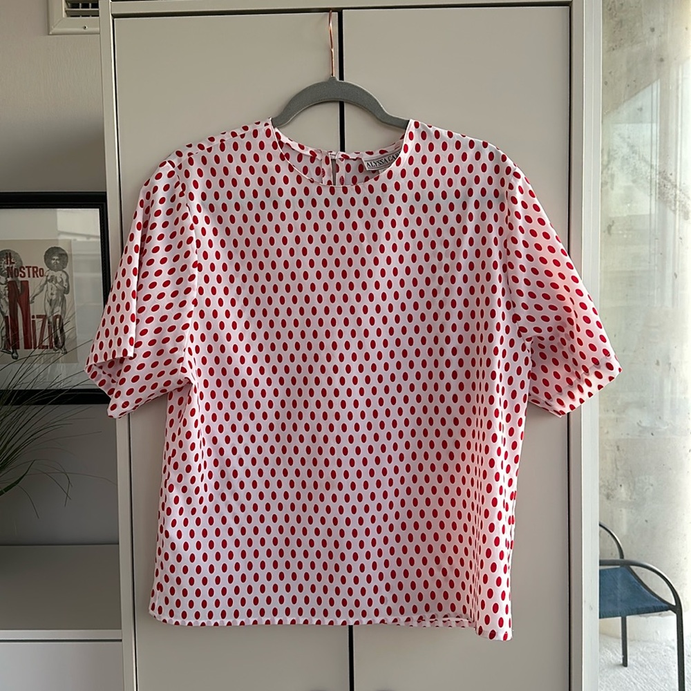 Vintage Alyssa Car Polka Dot Blouse, fits as Medium ❣️